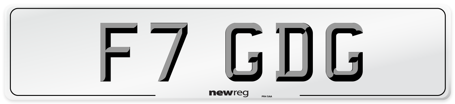 F7 GDG Number Plate from New Reg